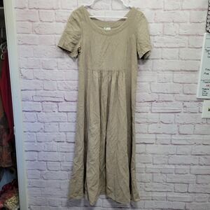 VTG Cotton USA Maxi Dress S Beige Prairie Cottagecore Minimalist Soft Girl Indie